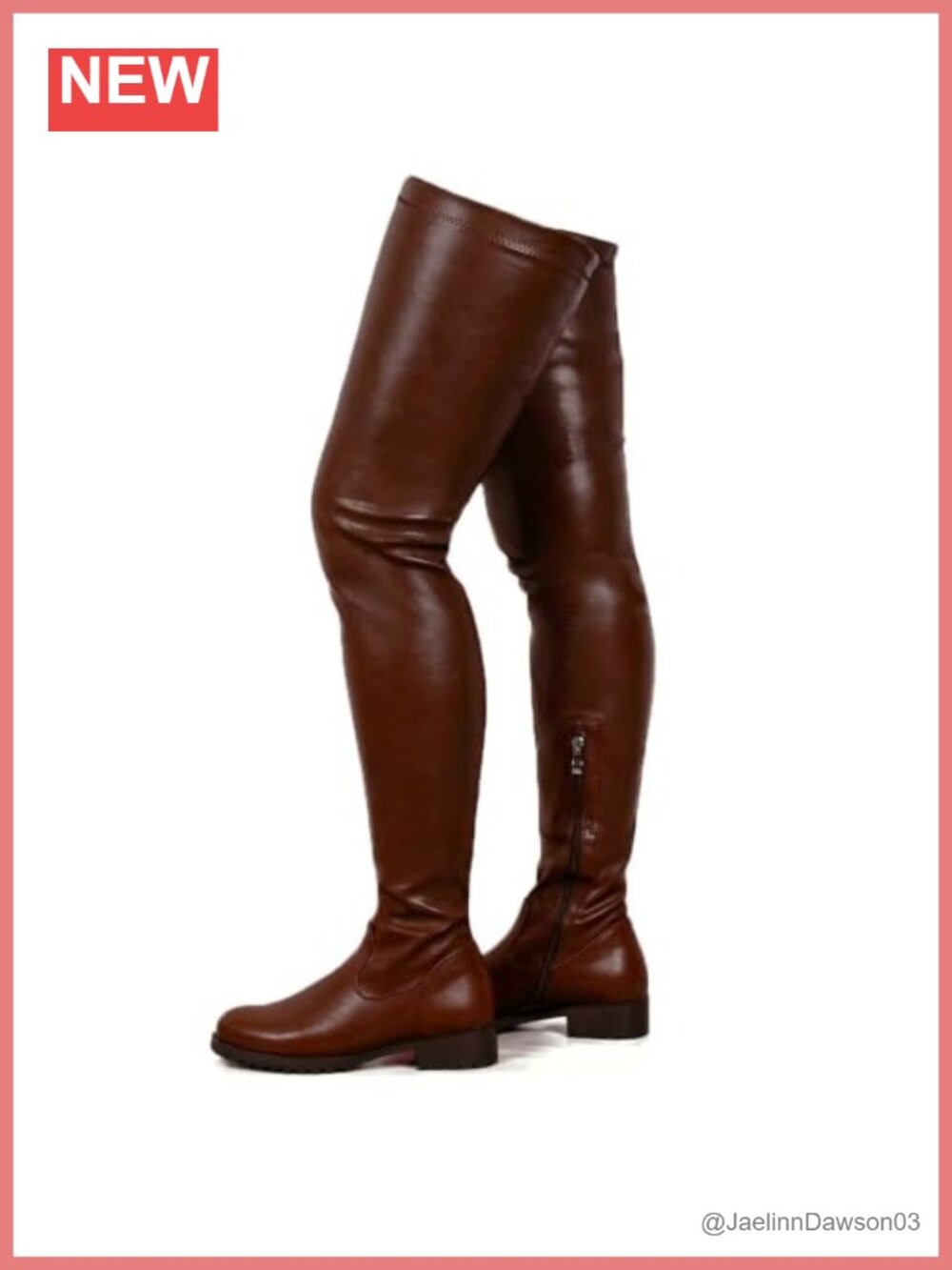Women's Over the Knee High Boots Faux Leather Round Toe Low Chunky Heel Pull On